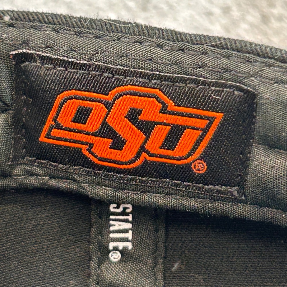Oklahoma State Pistol Pete Mens Black White Hat Go Pokes Adjustable OSFM - Picture 11 of 12
